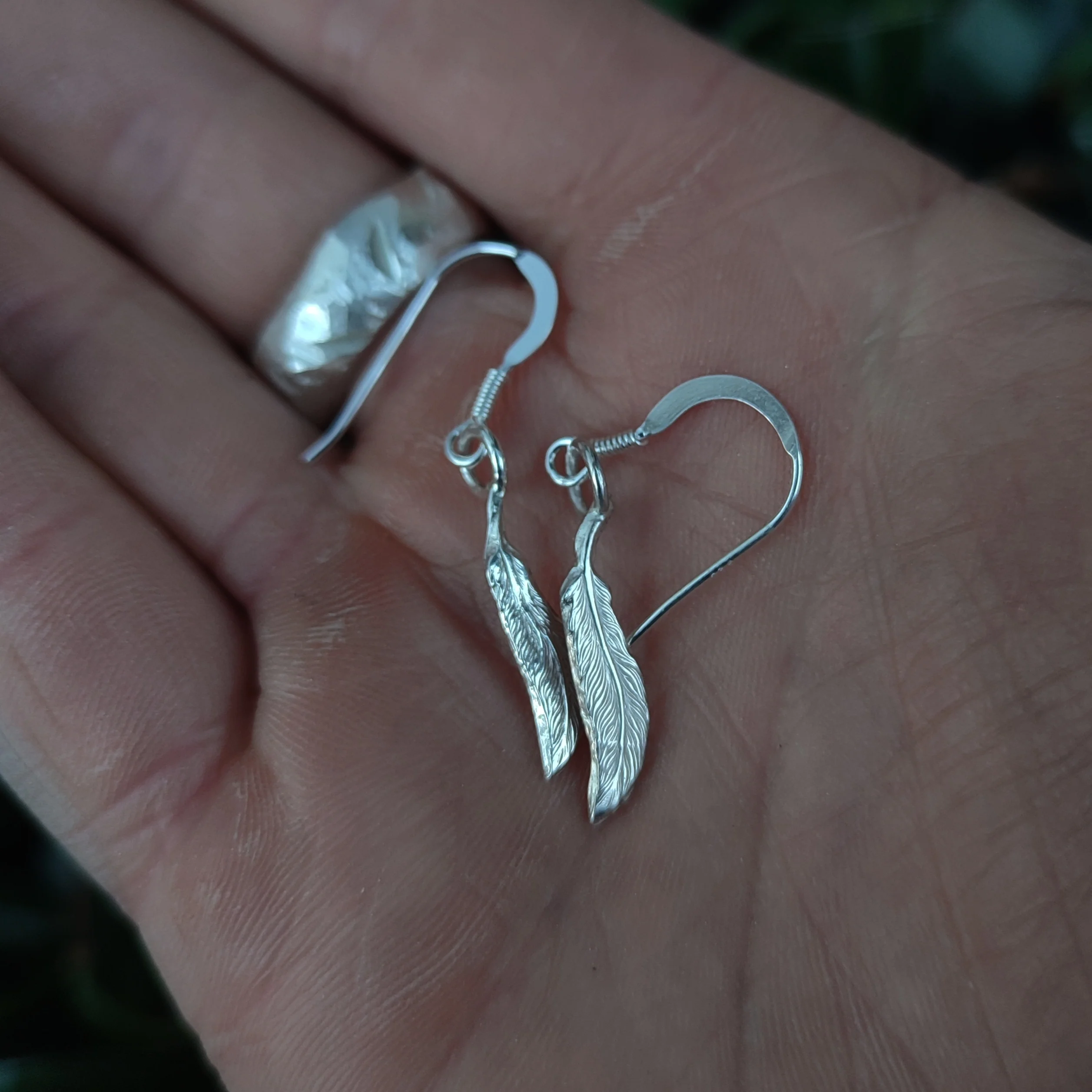 Silver Feather Earrings - Image 4