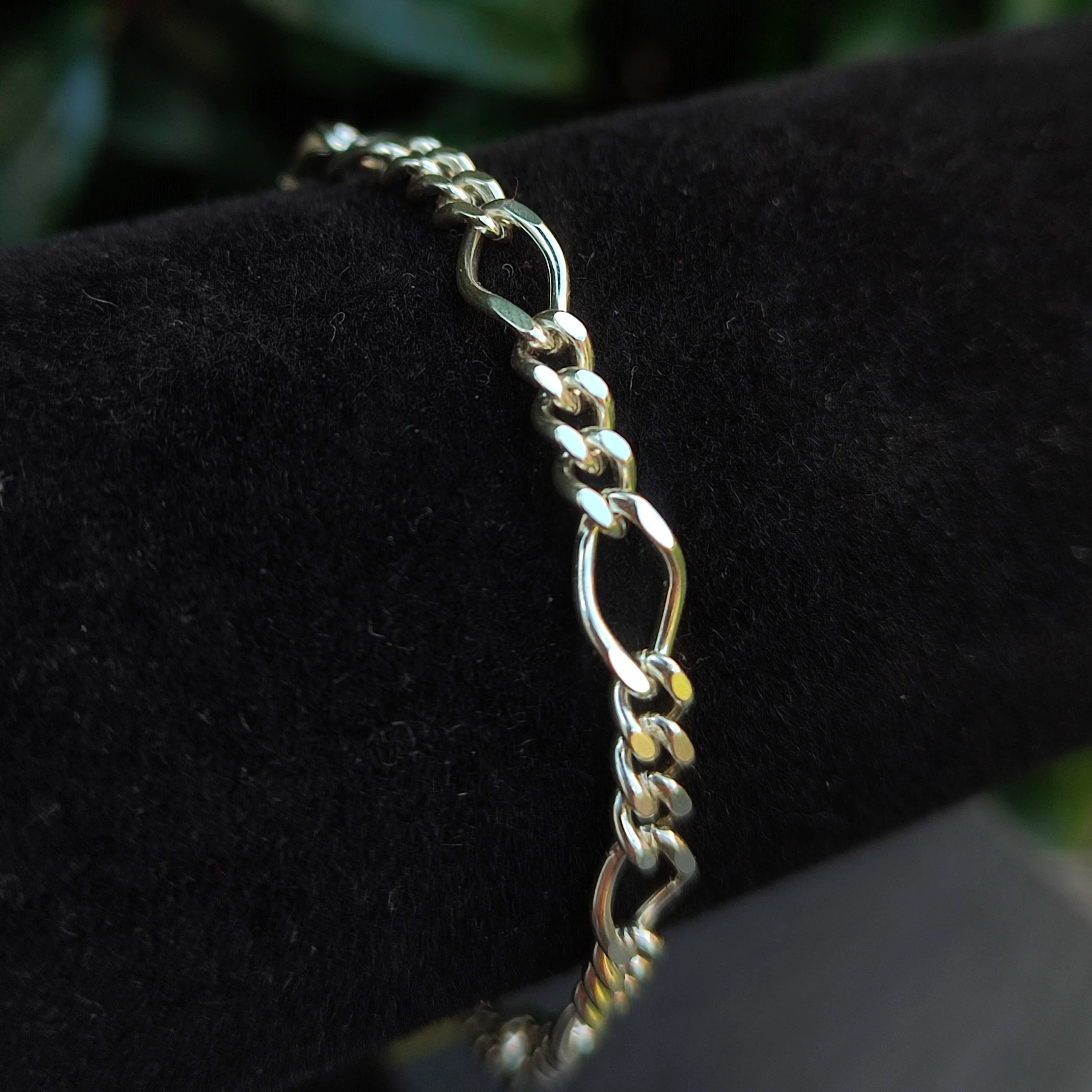 Silver Figaro Bracelet - Image 3