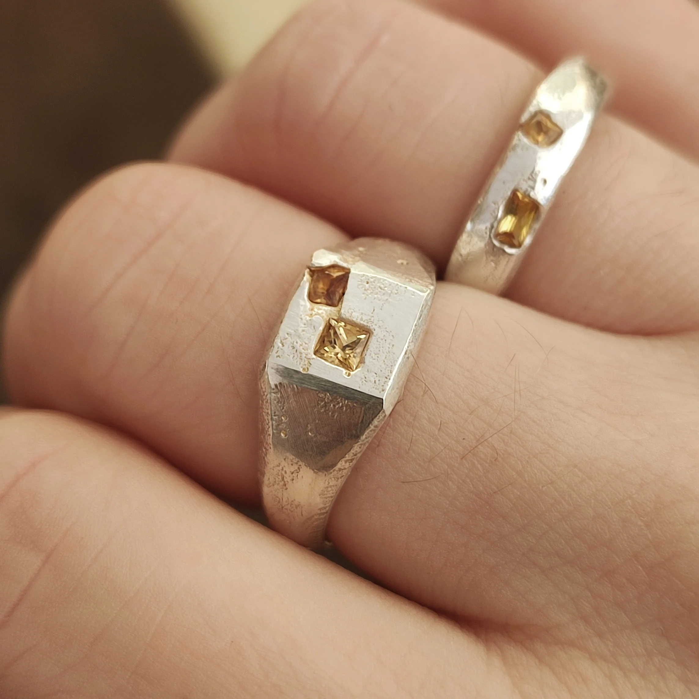Sand Cast Sapphire Signet - Image 3