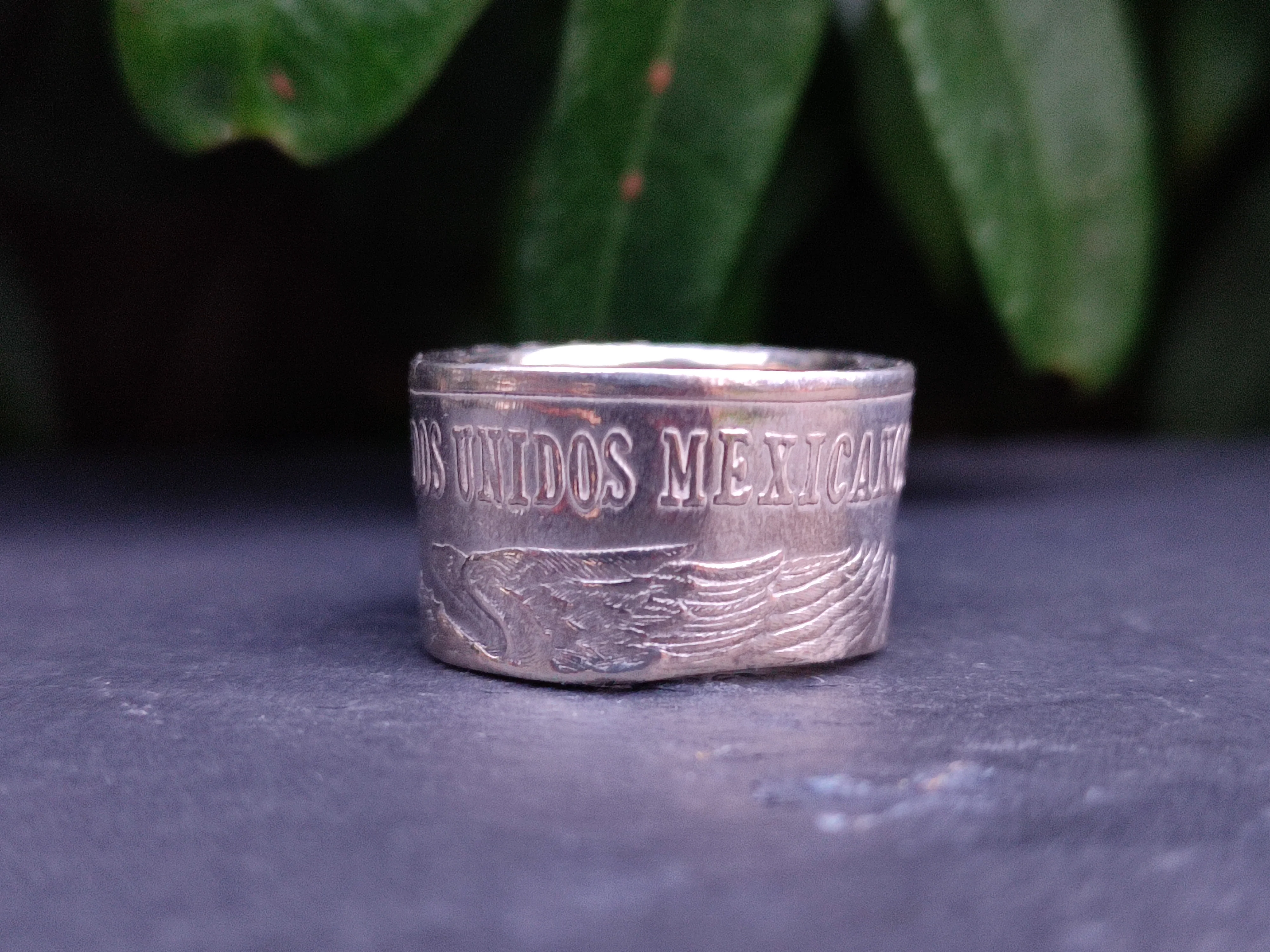 Silver Mexican Peso Coin Ring - Image 3